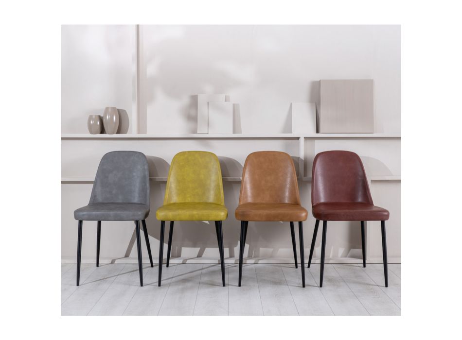 4 indendørs stole i blødt touch af forskellige farver og metalben - Hugo Viadurini