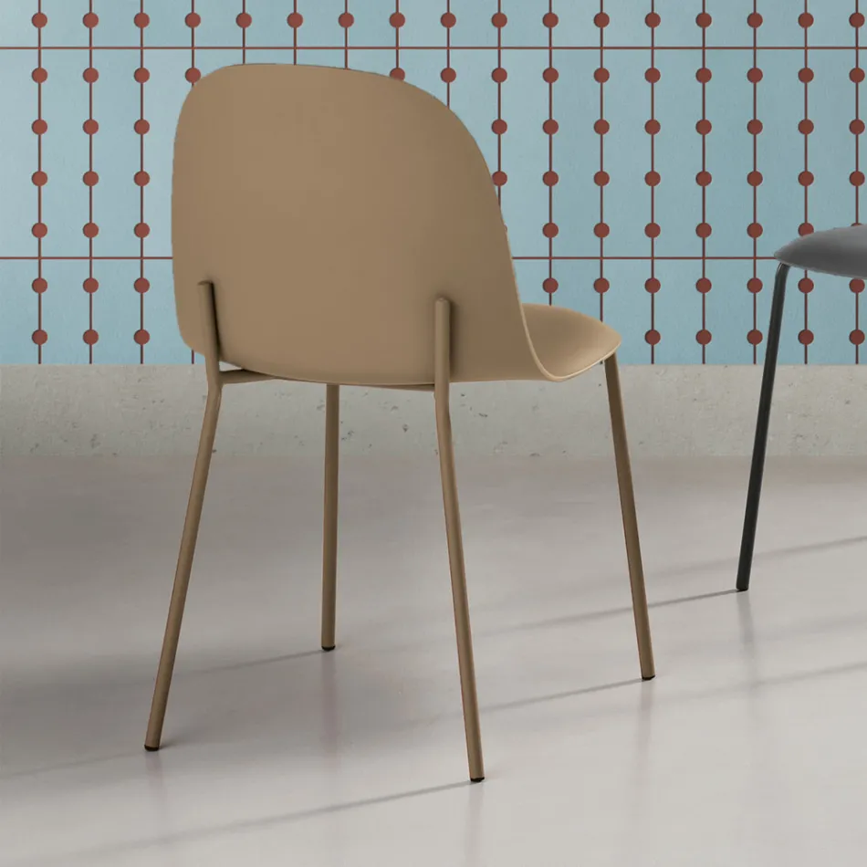 4 polypropylen stuestole med metalramme - Dinamo Viadurini
