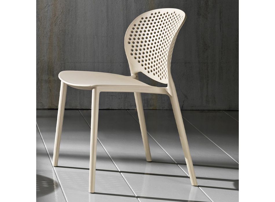 4 moderne, farvede design stabelbare stole i polypropylen - Pocahontas Viadurini