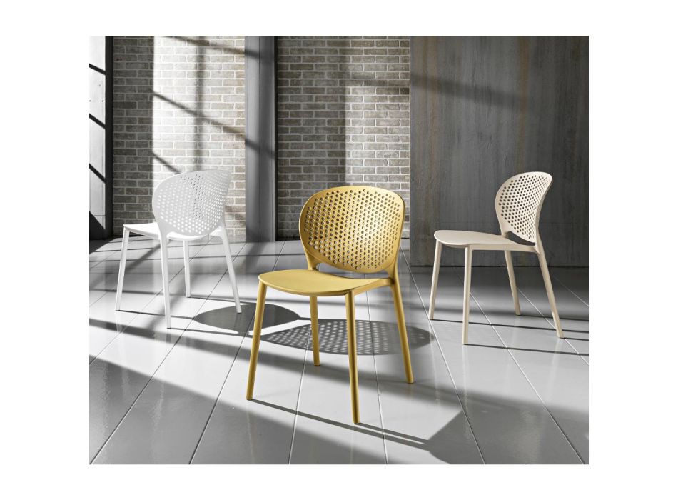 4 moderne, farvede design stabelbare stole i polypropylen - Pocahontas Viadurini