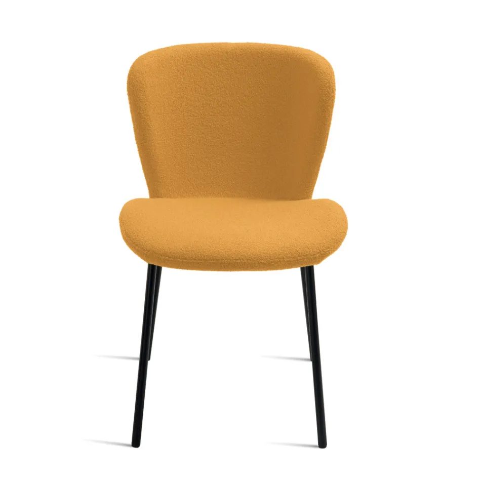 4 polstrede stole i bouclè-stof og sort metalstel - Tiziana Viadurini