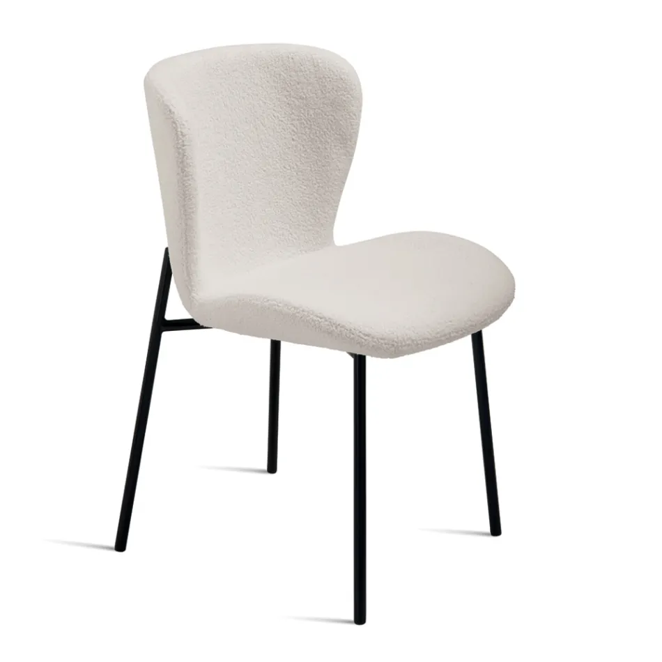 4 polstrede stole i bouclè-stof og sort metalstel - Tiziana Viadurini