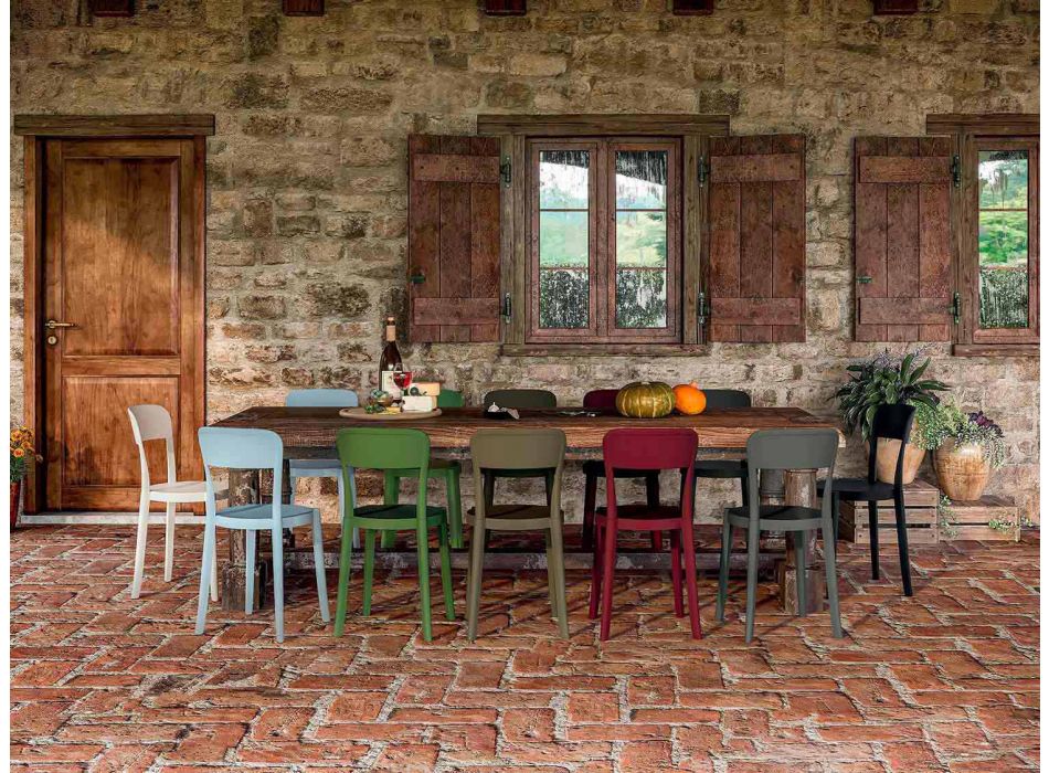 4 udendørs stabelbare polypropylenstole lavet i Italien-design - Alexus