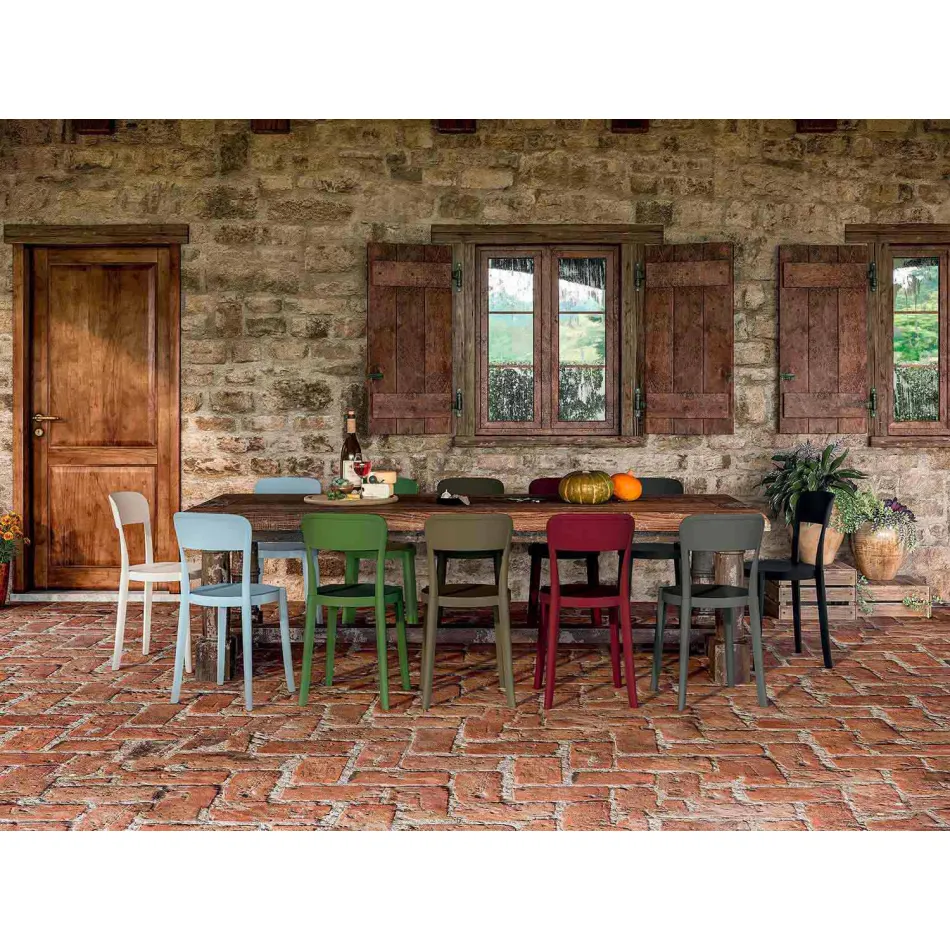 4 udendørs stabelbare polypropylenstole lavet i Italien-design - Alexus Viadurini