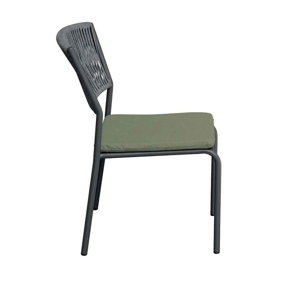 4 stabelbare havestole i aluminium og reb - Lunaris Viadurini