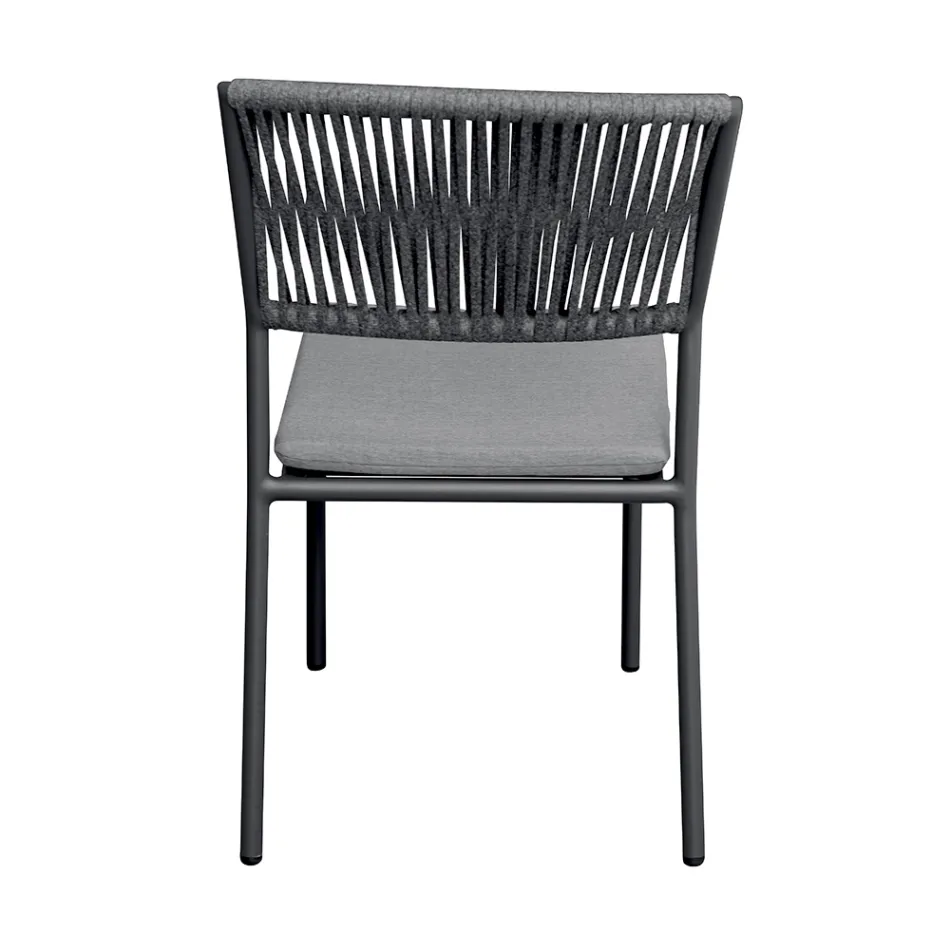 4 stabelbare havestole i aluminium og reb - Lunaris Viadurini