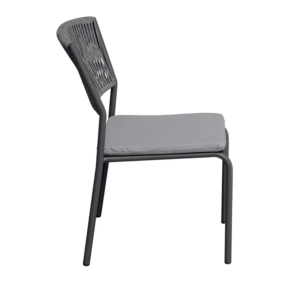 4 stabelbare havestole i aluminium og reb - Lunaris Viadurini