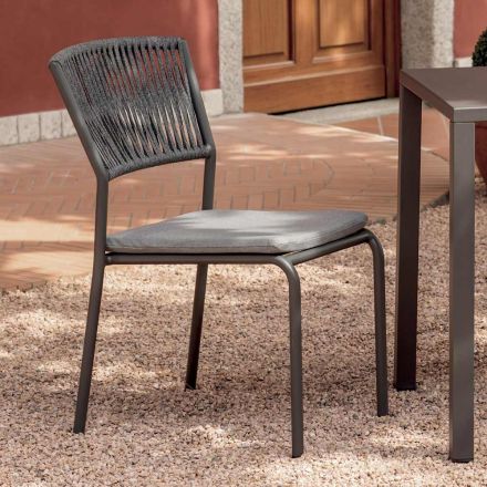 4 stabelbare havestole i aluminium og reb - Lunaris Viadurini