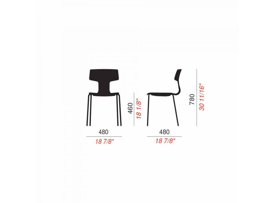 4 stabelbare stole i metal og polypropylen fremstillet i Italien - Clarinda