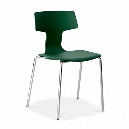 4 stabelbare stole i metal og polypropylen fremstillet i Italien - Clarinda Viadurini