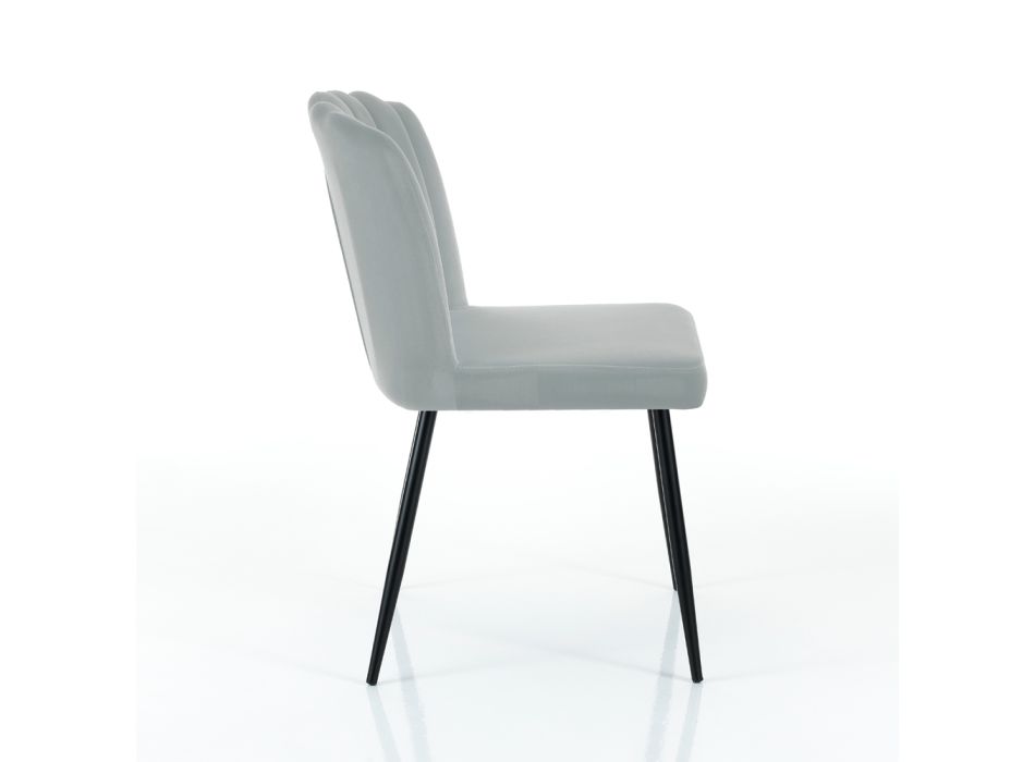 4 stole i grå fløjlseffekt mikrofiberstof - Abrikos Viadurini