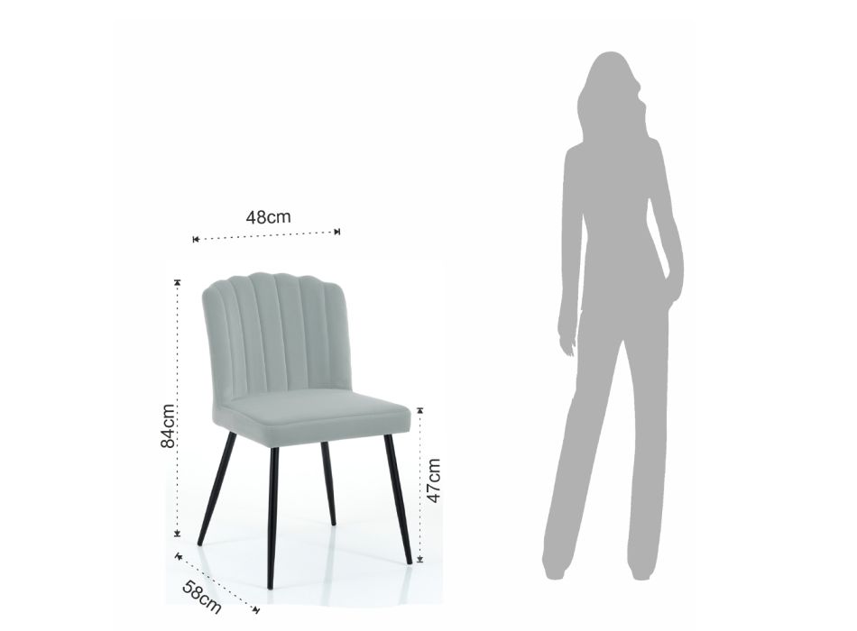 4 stole i grå fløjlseffekt mikrofiberstof - Abrikos Viadurini