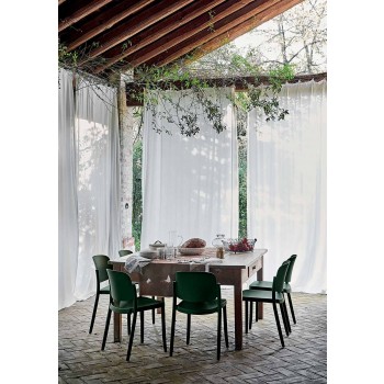 4 moderne stabelbare udendørs stole i polypropylen fremstillet i Italien - Bernetta