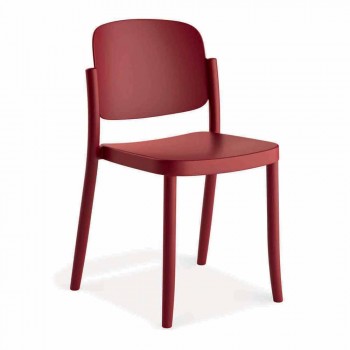 4 moderne stabelbare udendørs stole i polypropylen fremstillet i Italien - Bernetta