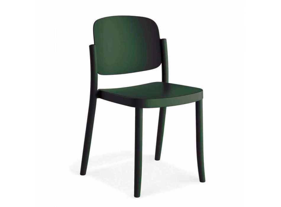 4 moderne stabelbare udendørs stole i polypropylen fremstillet i Italien - Bernetta Viadurini