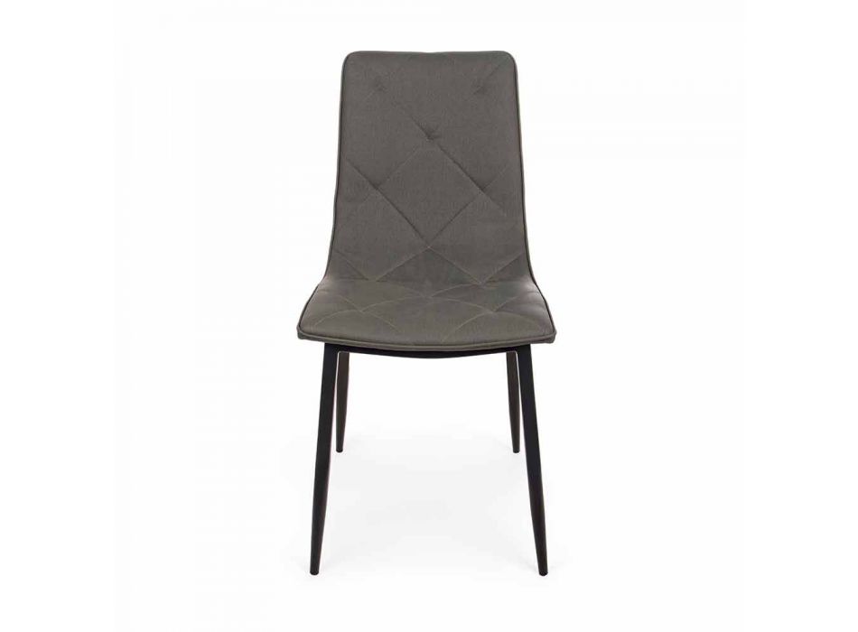 4 moderne stole dækket i kunstlæder med Homemotion af stålbase - Daisa Viadurini