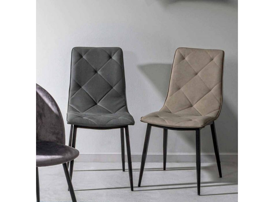 4 moderne stole dækket i kunstlæder med Homemotion af stålbase - Daisa