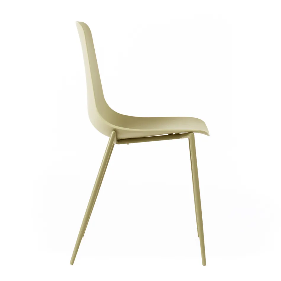 4 stole lavet med polypropylen sæde og metalben - Mary Viadurini