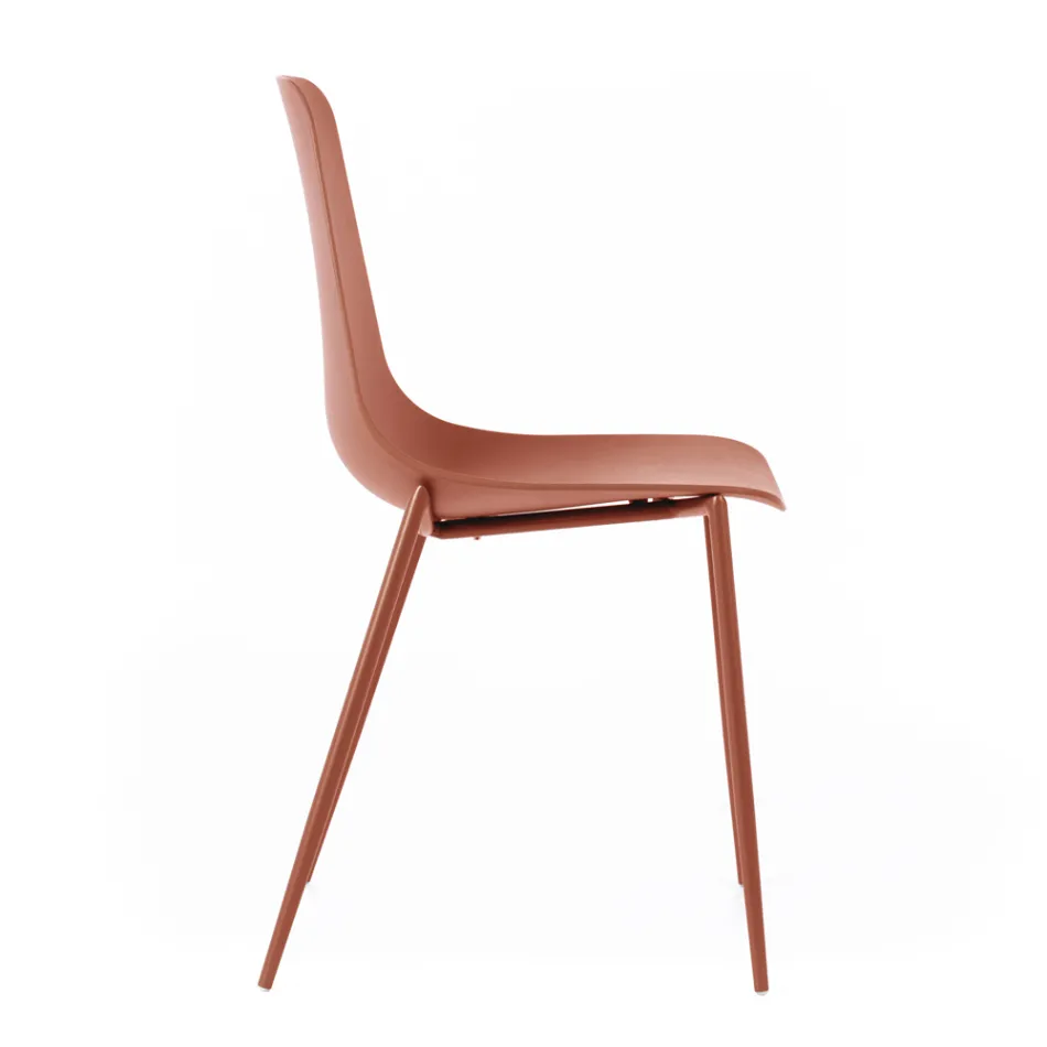 4 stole lavet med polypropylen sæde og metalben - Mary Viadurini