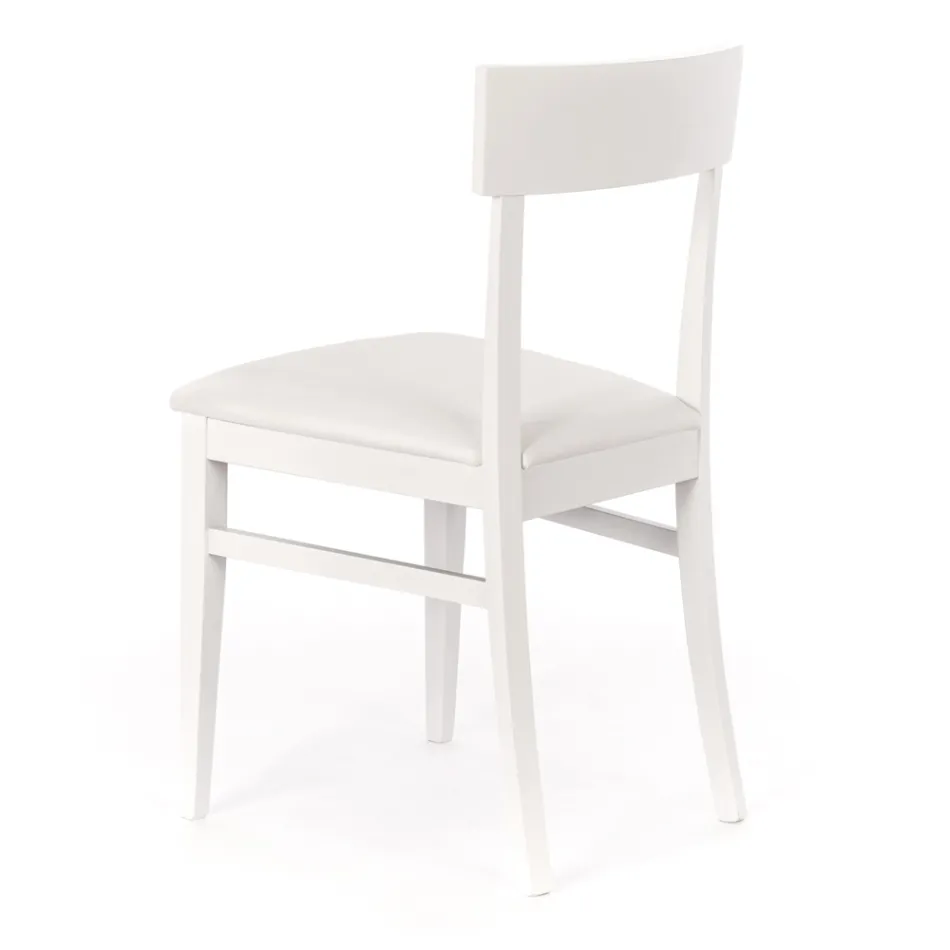 4 stole lavet med imiteret læder sæde, struktur og ben i lakeret træ - Taikiri Viadurini