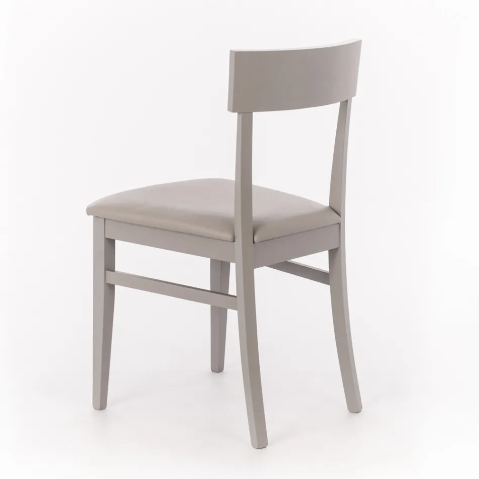 4 stole lavet med imiteret læder sæde, struktur og ben i lakeret træ - Taikiri Viadurini