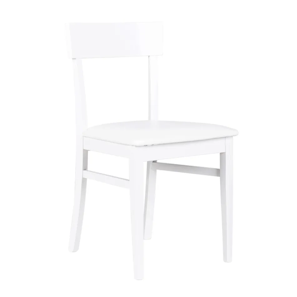 4 stole lavet med imiteret læder sæde, struktur og ben i lakeret træ - Taikiri Viadurini