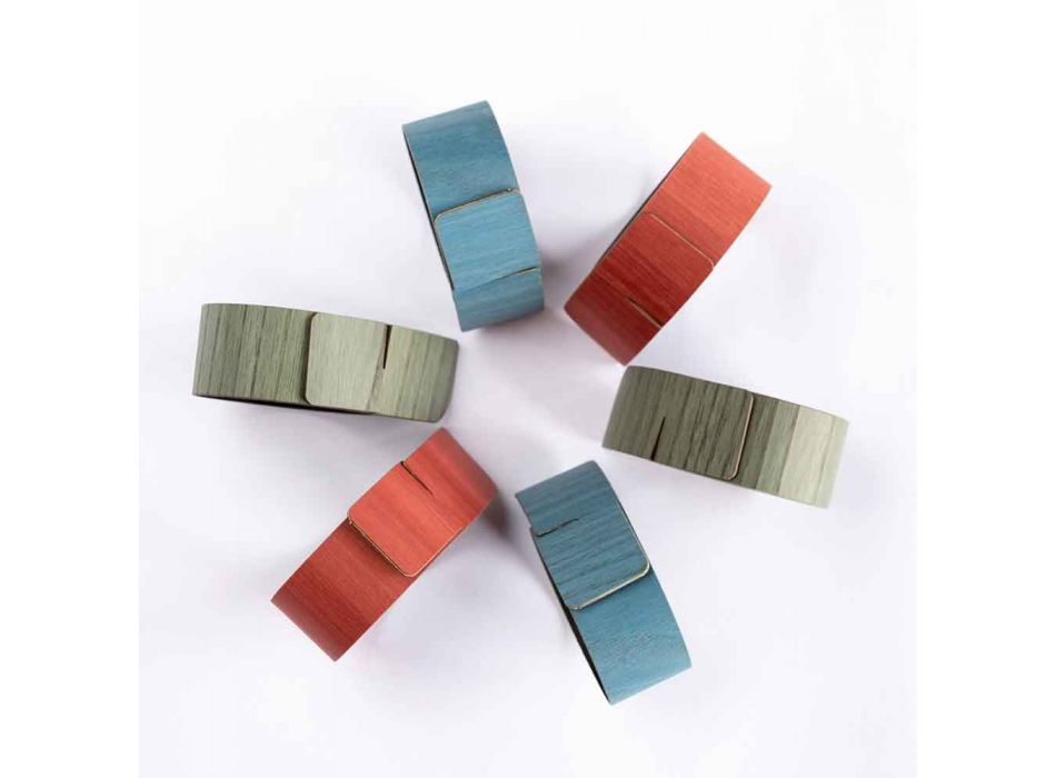 6 design servietringe i forskellige farver lavet i Italien - potte Viadurini