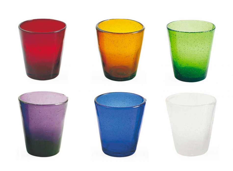 6 briller Water Craft Service af farvet blæst glas - Yucatan