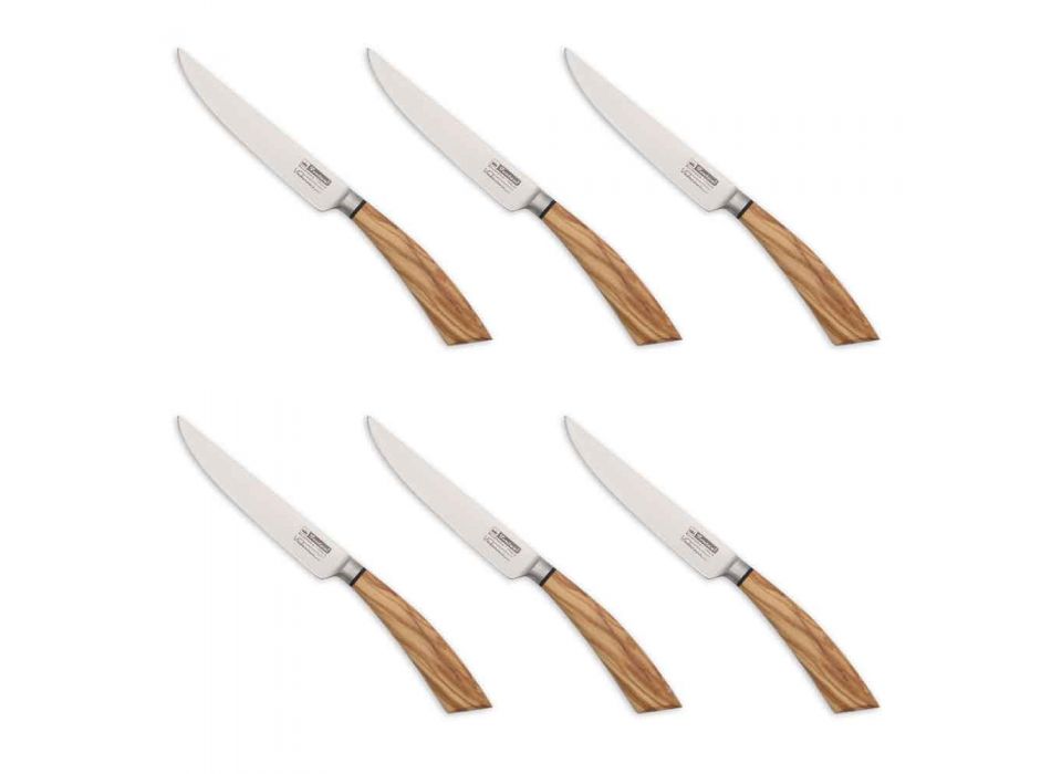6 håndlavede bøfknive i horn eller træ fremstillet i Italien - Zuzana Viadurini