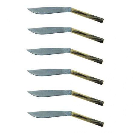 6 Ergonomiske bøfknive med stålblad fremstillet i Italien - haj Viadurini
