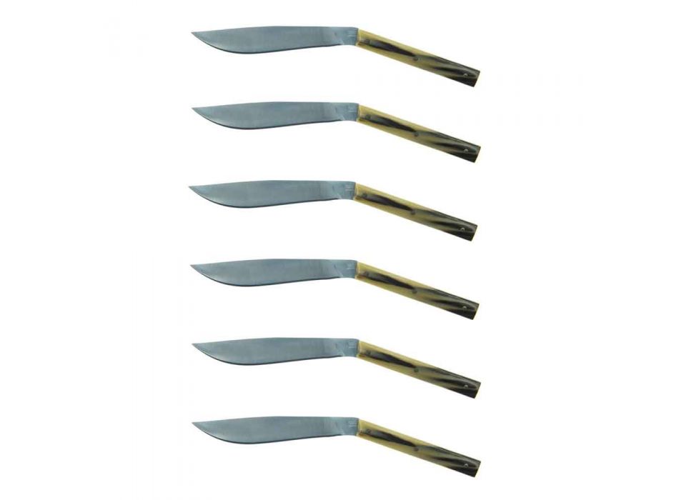 6 Ergonomiske bøfknive med stålblad fremstillet i Italien - haj Viadurini