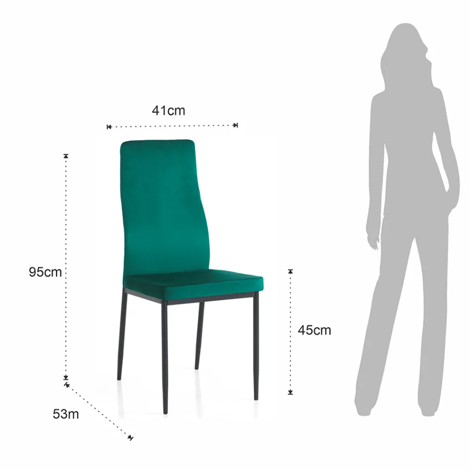 6 Stuestole i grønt fløjlseffekt mikrofiberstof - Calabria Viadurini