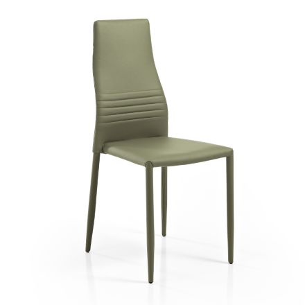 6 stabelbare stole i farvet kunstlæder Moderne design til stuen - Merida Viadurini