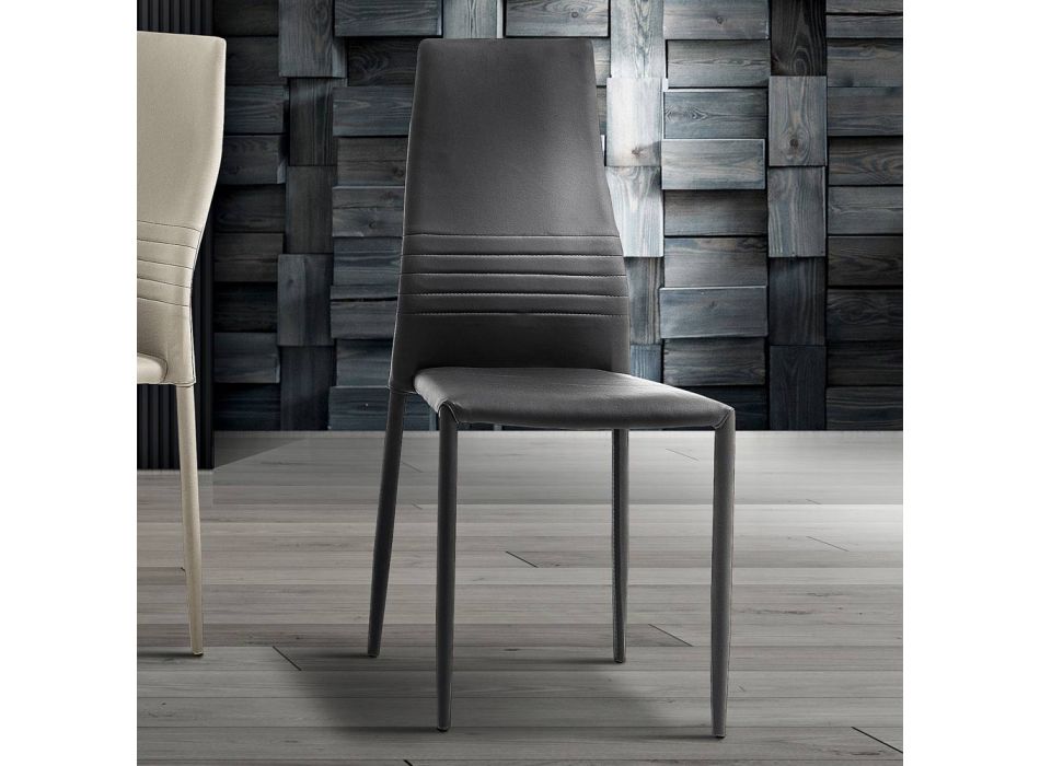 6 stabelbare stole i farvet øko-læder moderne design til stuen - Merida
