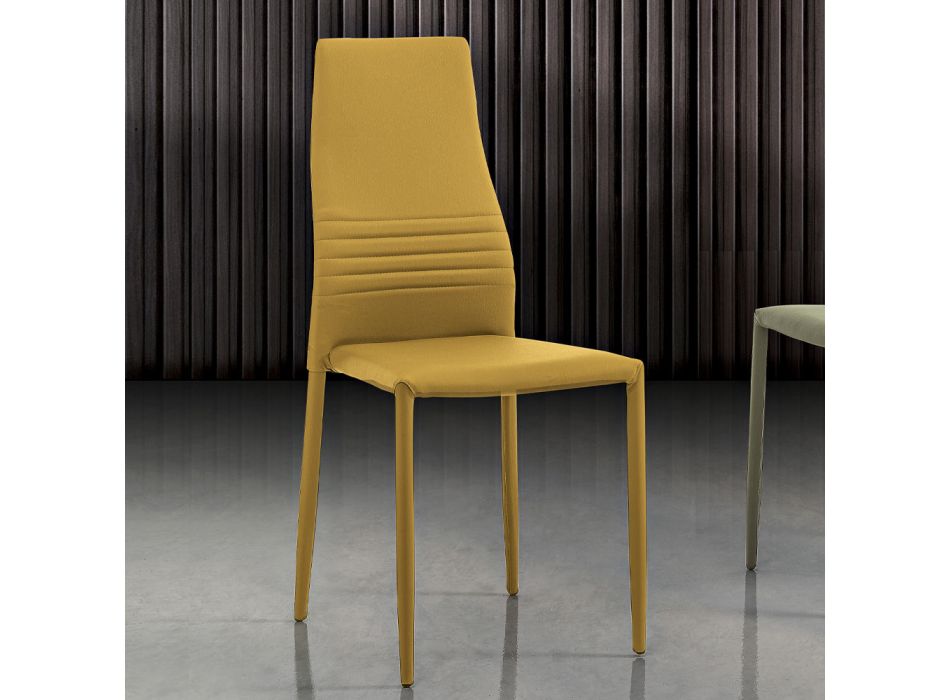 6 stabelbare stole i farvet øko-læder moderne design til stuen - Merida Viadurini