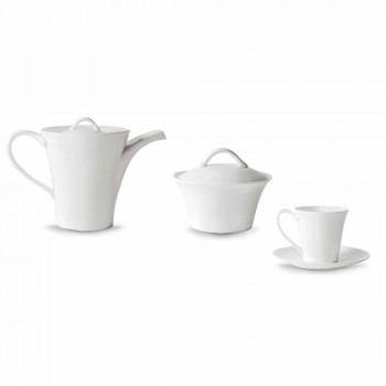 6 porcelænskaffe kopper med tallerken, kaffekande og sukker skål - Romilda