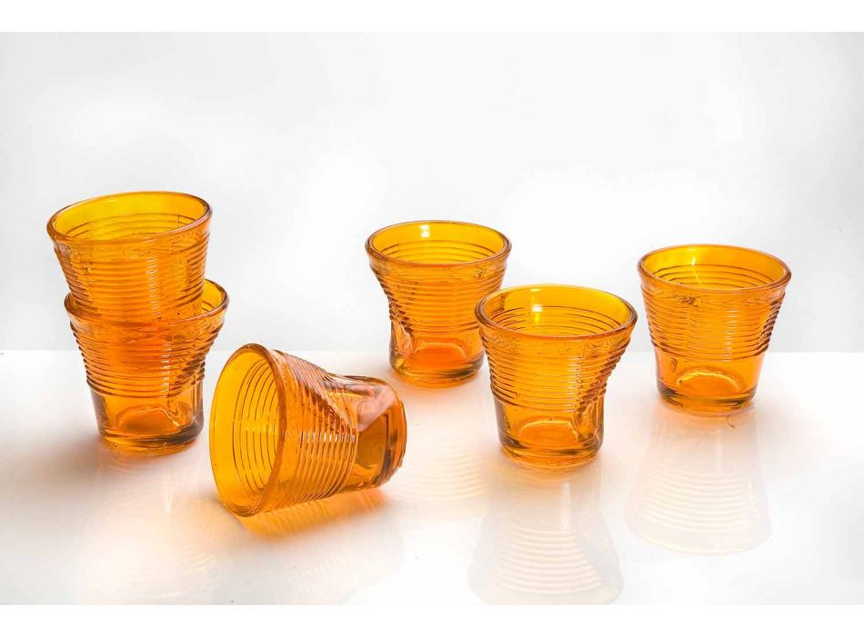 6 kaffekopper krøllede briller i farvet designglas - Sarabi