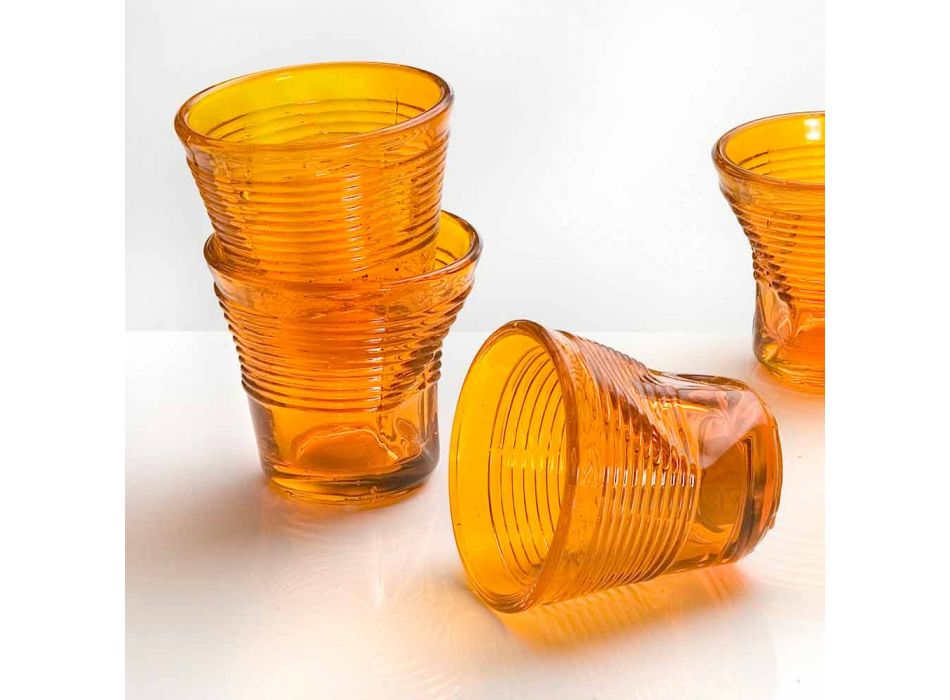 6 kaffekopper krøllede briller i farvet designglas - Sarabi