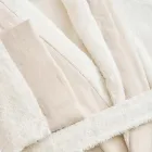 Bomuldsfrotté sjalkrave badekåbe med flæse i hør og monogram - Blødhed Viadurini