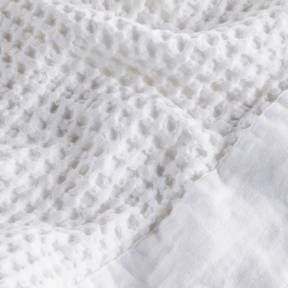 Honeycomb hættebadekåbe i bomuld med linnedflæser - plys Viadurini