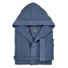 Honeycomb hættebadekåbe i bomuld med linnedflæser - plys Viadurini