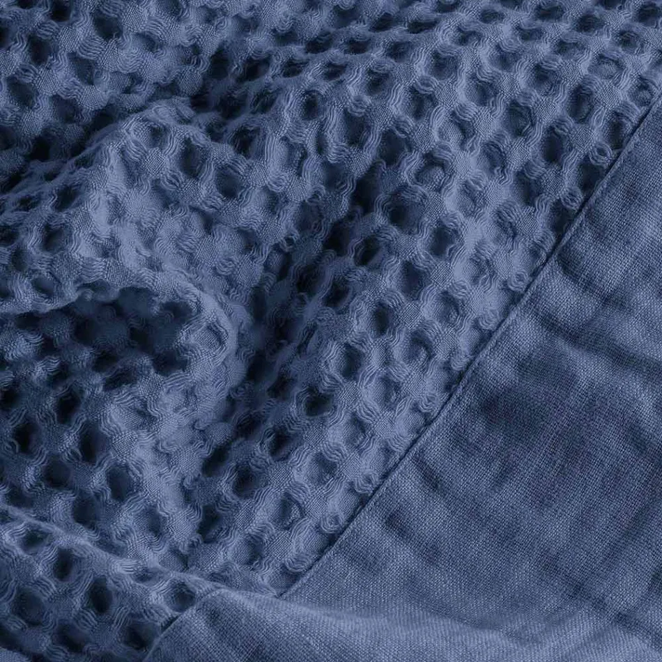 Honeycomb hættebadekåbe i bomuld med linnedflæser - plys Viadurini