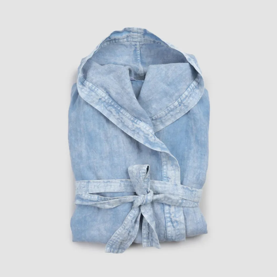 Luksus tung linned badekåbe med hætte Made in Italy - Palace Viadurini