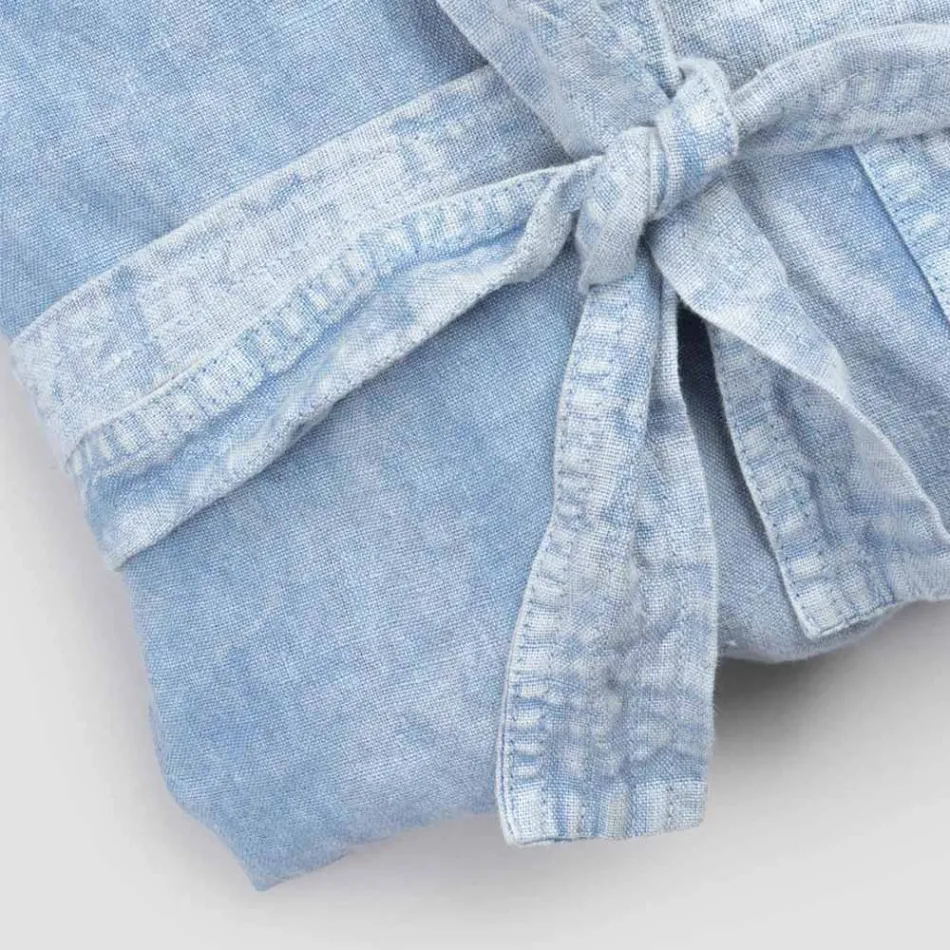 Luksus tung linned badekåbe med hætte Made in Italy - Palace Viadurini