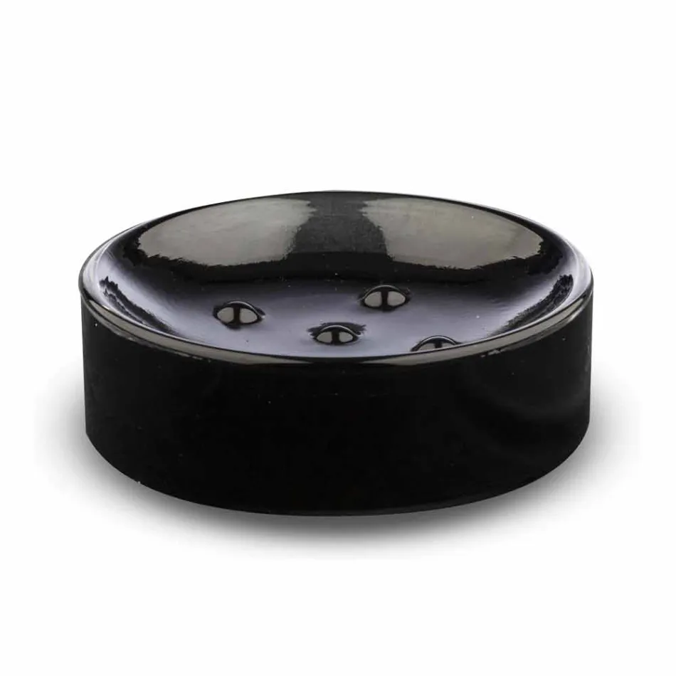 Fritstående tilbehør til badeværelset i sort glas og skinnende gyldent metal - sort Viadurini