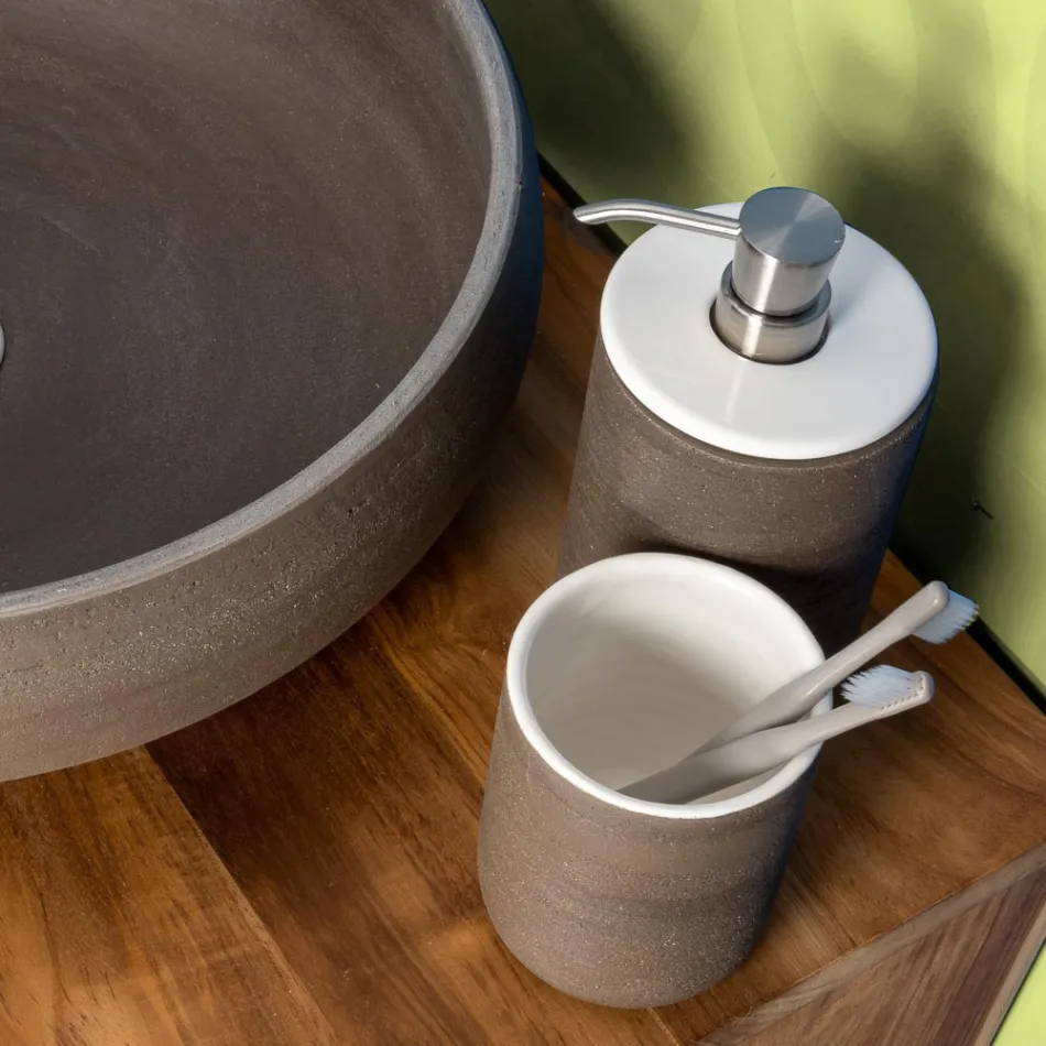 Badeværelsestilbehør i hvidt ildfast ler lavet i Italien - Antonella Viadurini