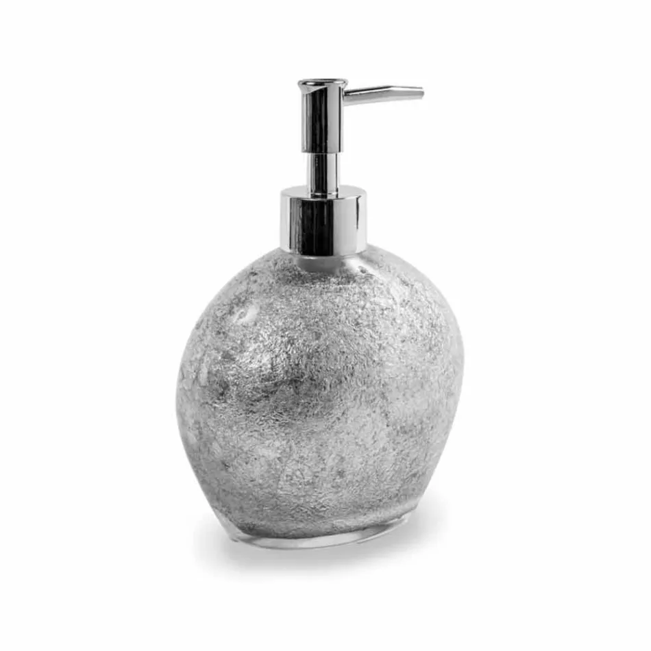 Badeværelsetilbehør i harpiks overtrukket i sølvblad - argentinsk Viadurini