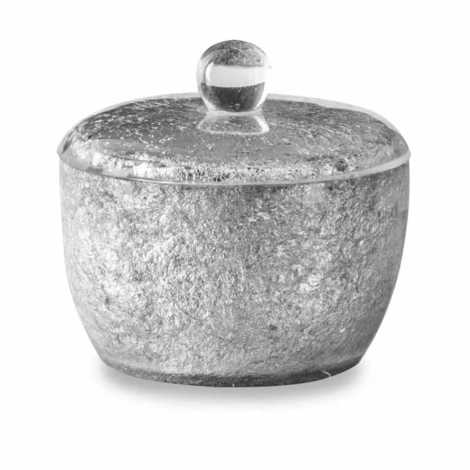 Badeværelsetilbehør i harpiks overtrukket i sølvblad - argentinsk Viadurini