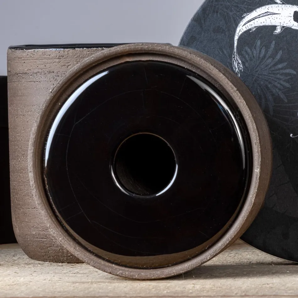 Moderne badeværelsestilbehør i sort ler lavet i Italien - Antonella Viadurini