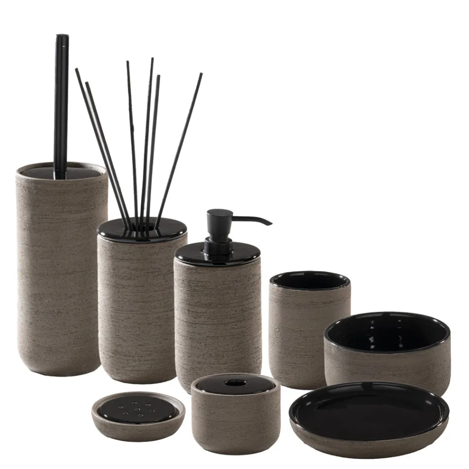 Moderne badeværelsestilbehør i sort ler lavet i Italien - Antonella Viadurini